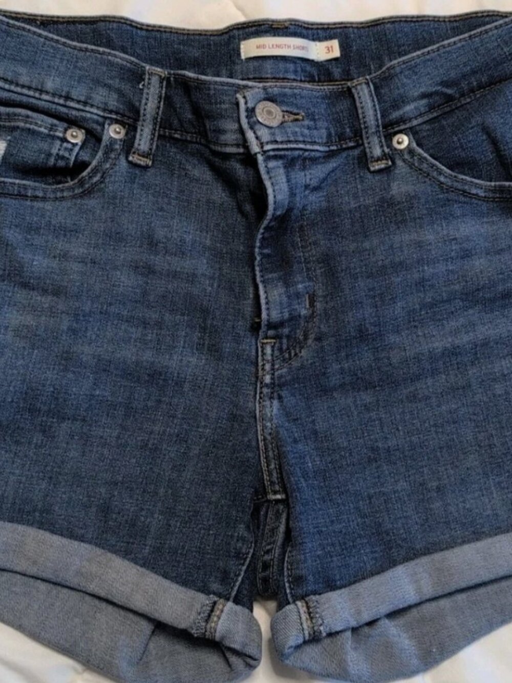 Levi's Women's Denim Shorts Blue Size 31 Mid Length Distressed